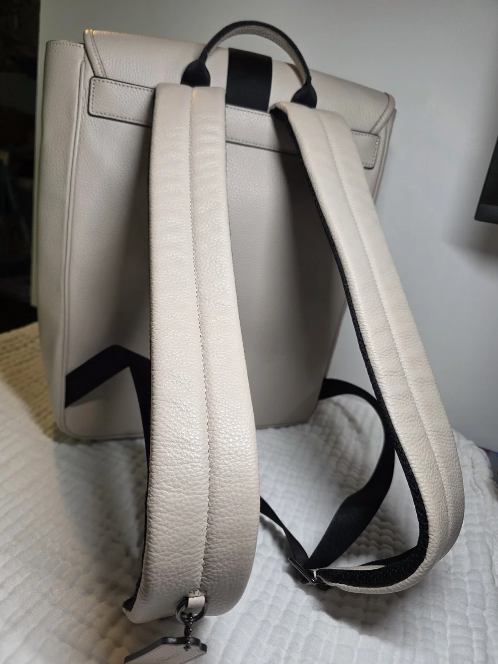 Coach Blaine Leather Laptop Backpack with Black Strap